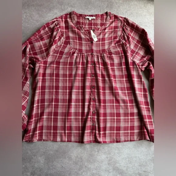 Madewell Red Plaid Button-Down Shirt - Picture 2 of 8